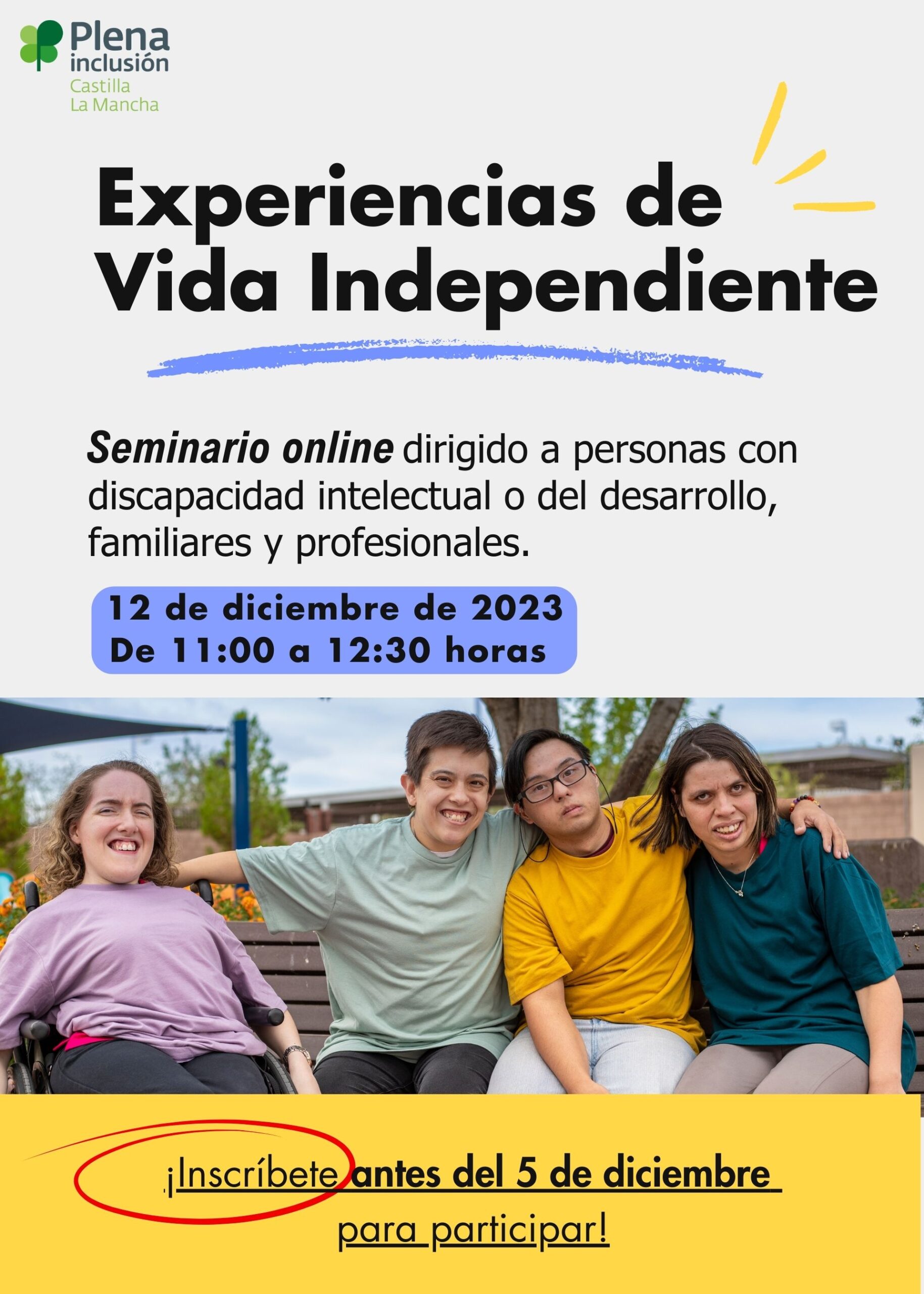 Ir a El próximo 12 de diciembre, Plena inclusión CLM te ofrece un seminario online sobre «Experiencias de Vida Independiente»